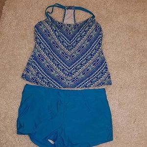 Bathing suit. Boy shorts and top